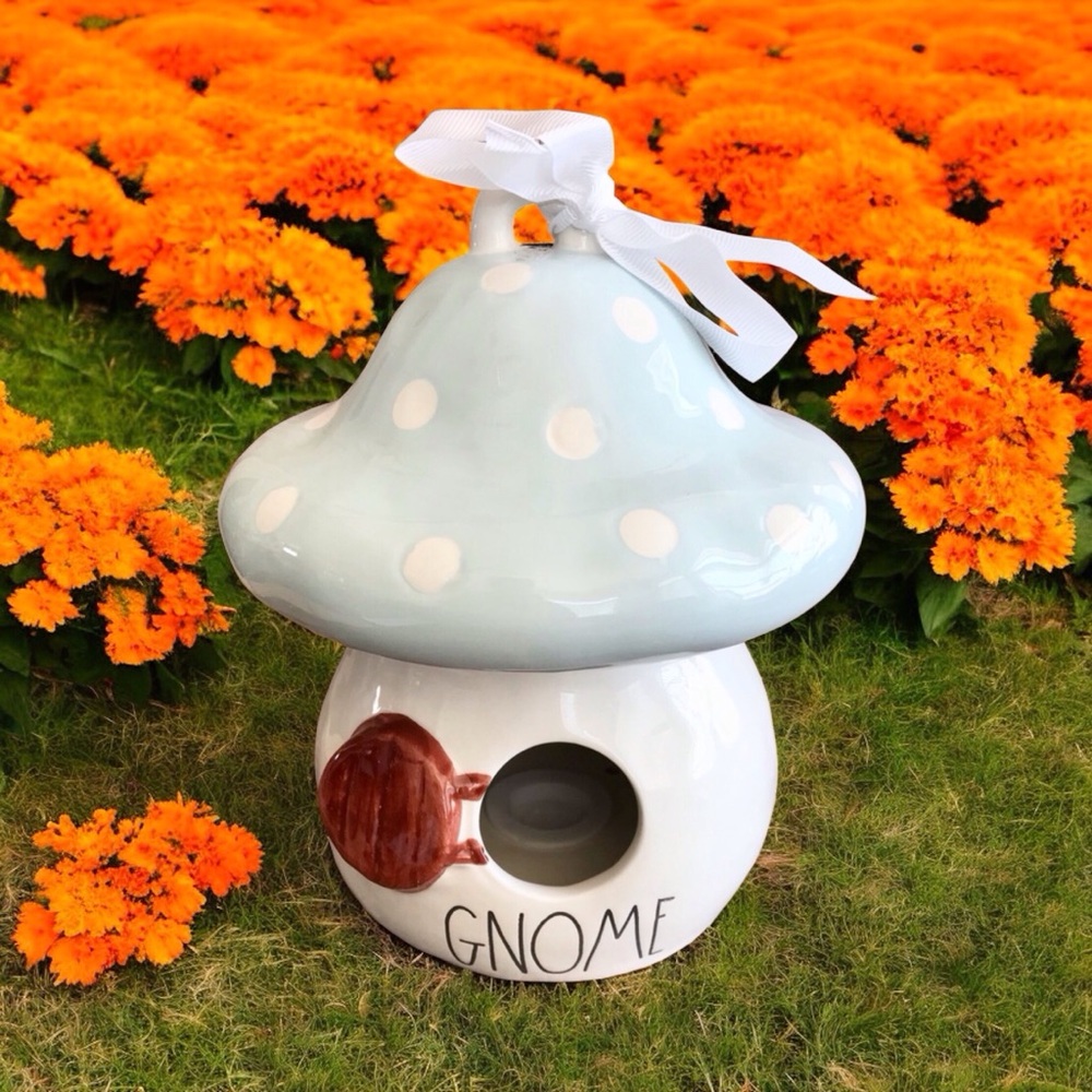 Rae Dunn Gnome Mushroom Birdhouse Decor